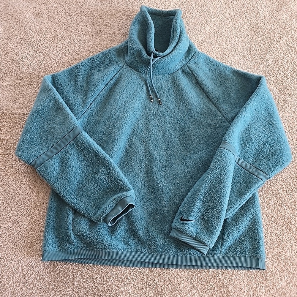 Nike Therma Fleece Cowl Neck Sweatshirt Women's Size S Teal Green